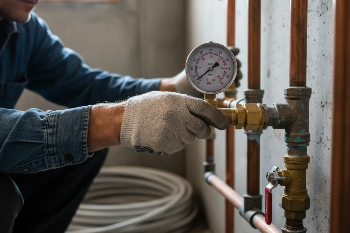 Pressure testing a repaired line during Water Line Repair in Highland